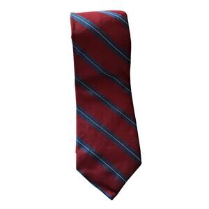 Austin Grey Red & Blue Stripe 100% Italian Woven Silk Tie Necktie Size 3.5"x58"